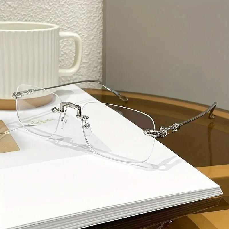 Lunettes rectangulaires sans monture pour femmes élégantes avec lunettes à monture métallique bloqua