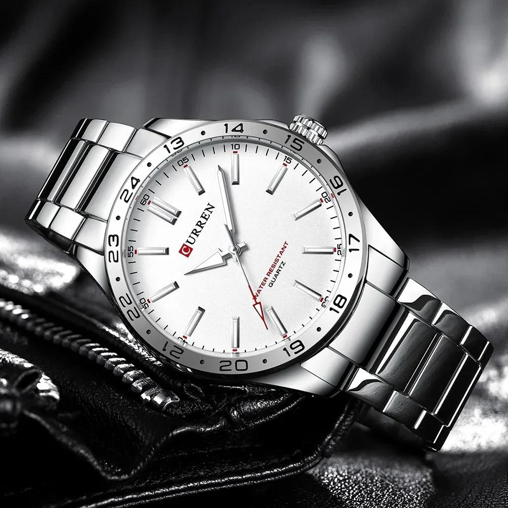 CURREN 8452 hommes montre à Quartz Ultra mince Simple Hodinky mode montre-bracelet en acier inoxydab