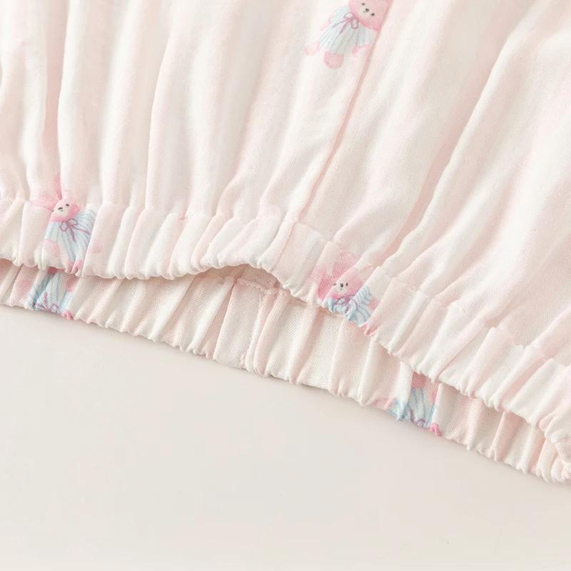 MACChildren-Pyjama rayé rose pour filles, ensemble deux pièces doux, imprimé ventilé, mode décontrac