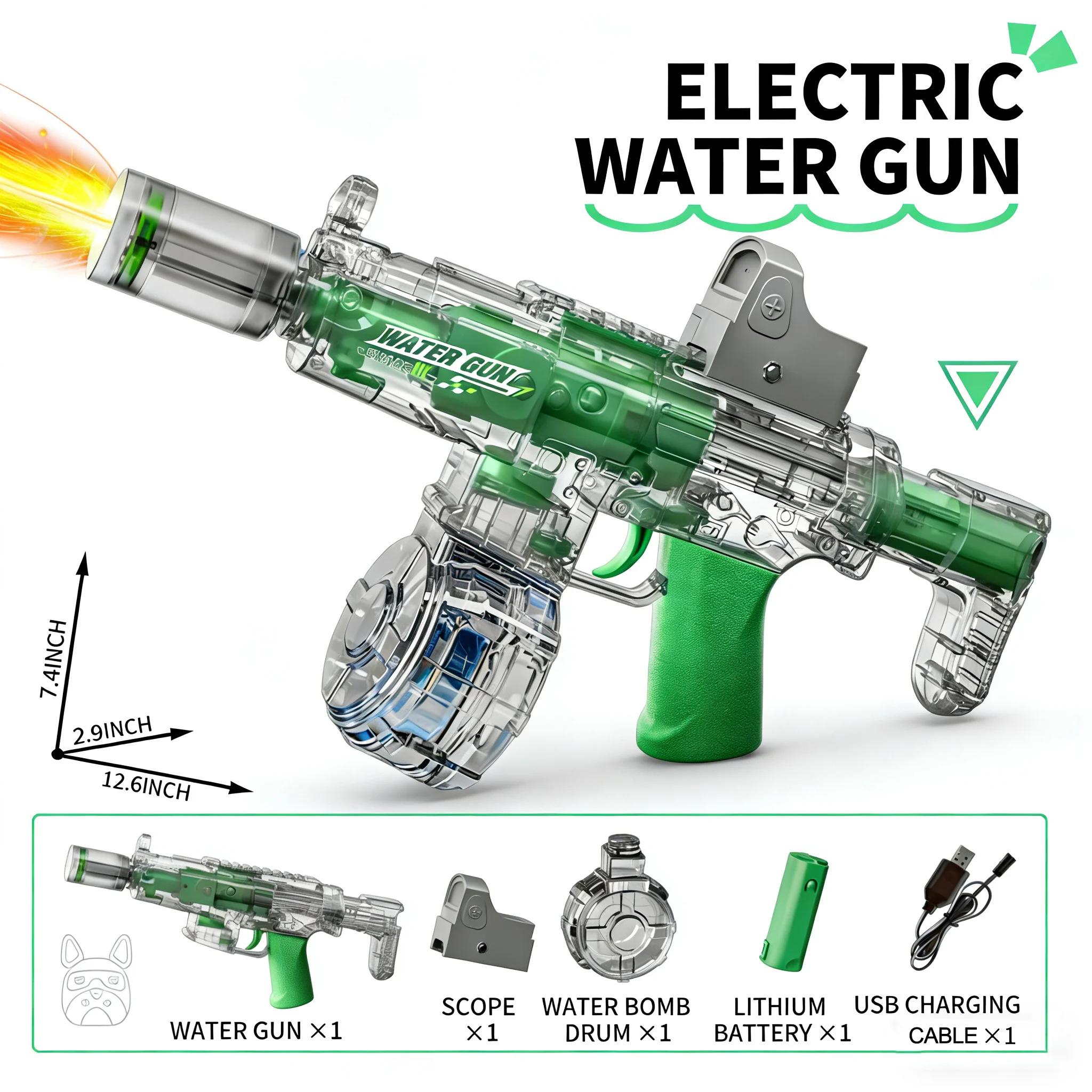 Pistolet à eau électrique à simulation de tir et de recul, jouet pour enfants avec capteur automatiq