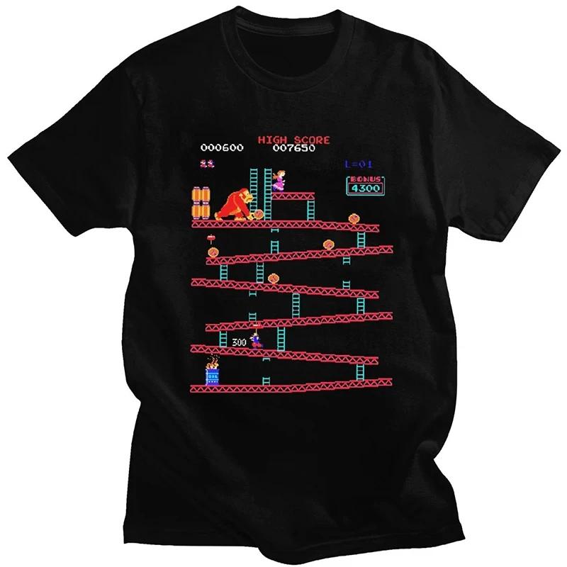 Drôle Donkey Kong T-shirt hommes jeu d'arcade Collage T-shirt Vintage coton T-shirt à manches courte