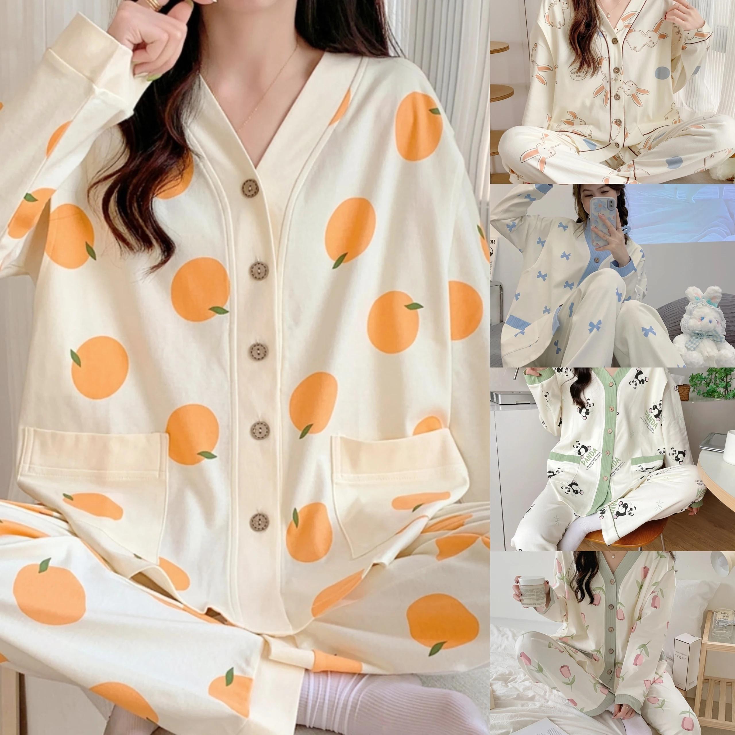 Vêtements mensuels printemps et automne pyjamas de maternité post-partum été Section mince allaiteme