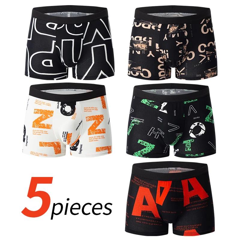 5/10 Pack Hommes Noir Or Imprimé Boxer Sous-Vêtements Confortable Et Polyvalent Grande Taille Sexy J