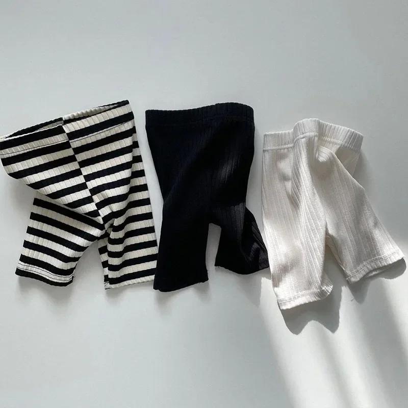 Été nouveaux enfants solide Shorts coton filles Leggings rayé bébé Stretch pantalon infantile enfant