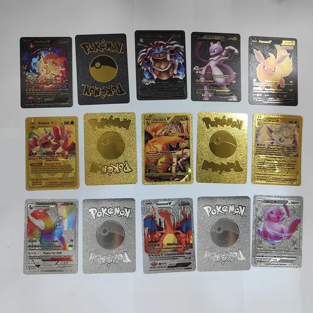 55 cartes Pokémon Vmax GX en feuille d'or, boîte flash, jeu interactif de fête, anglais, espagnol, j