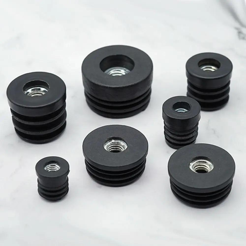 Bouchon de tuyau rond en plastique noir, trou d'écrou, tuyau intérieur, meubles, table, chaise