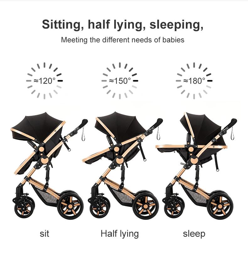 Poussette 3 en 1 pour bébé, pliable, portable, avec moustiquaire, certifiée UE