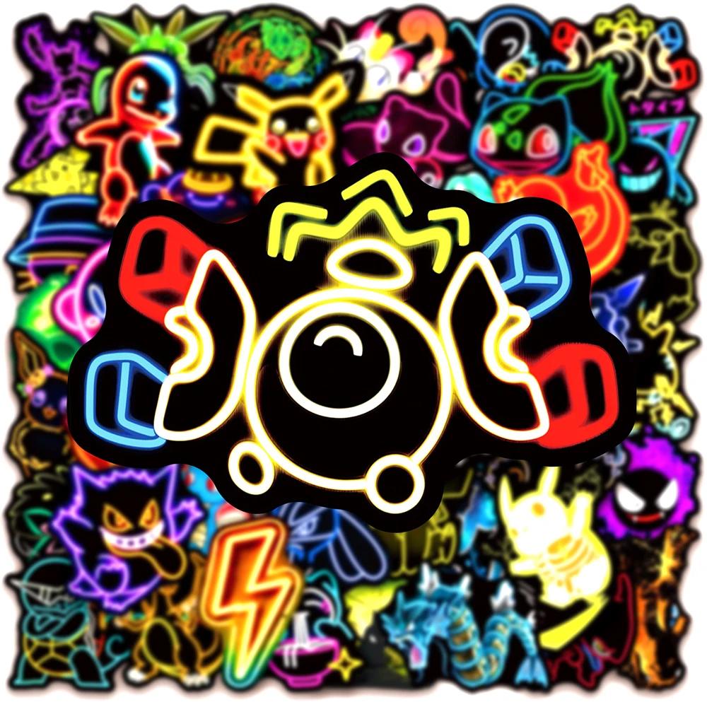 10/30/50pcs Cool Anime néon Pokemon autocollants Pikachu dessin animé décalcomanies pour enfants jou