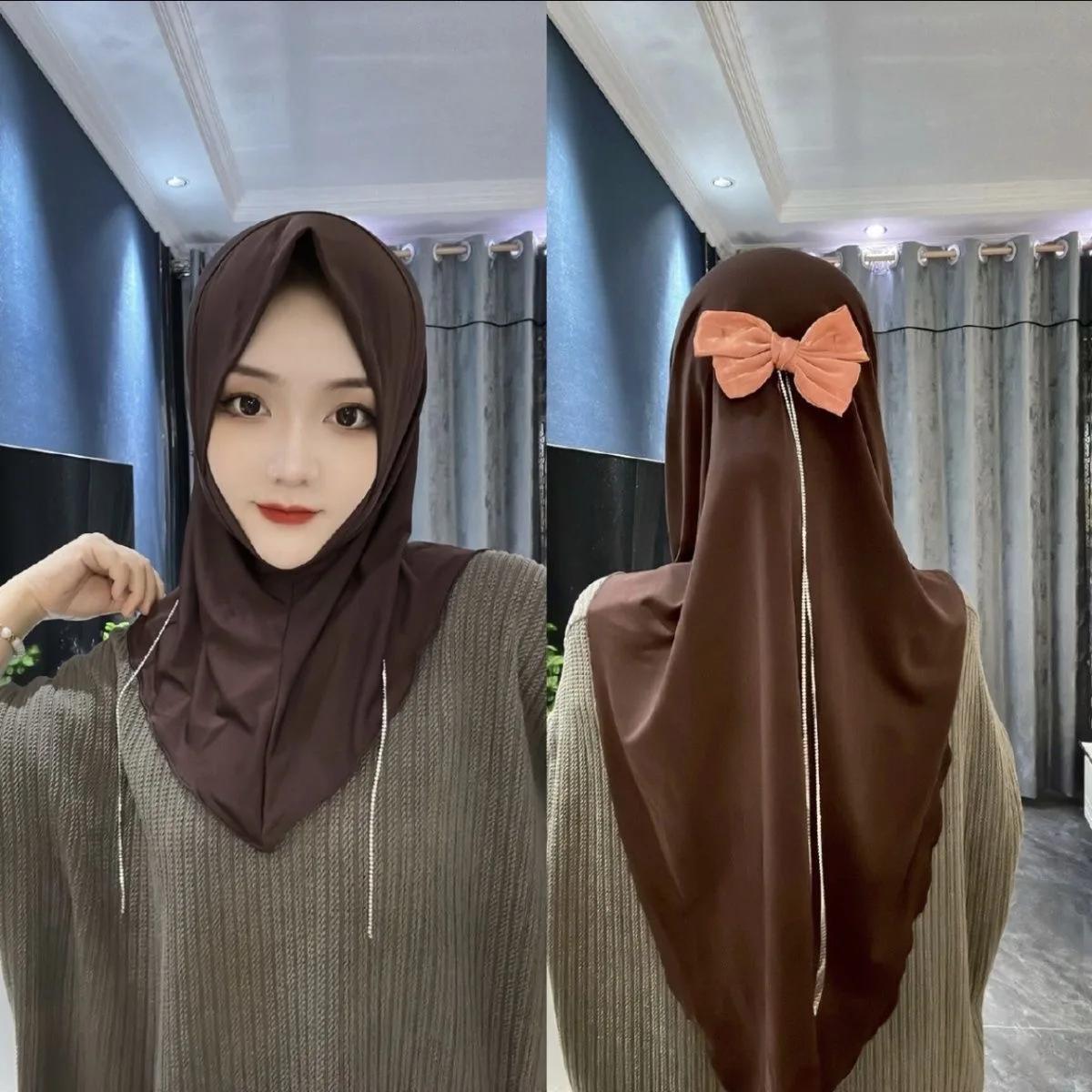 2025 foulards à nœud instantané pour filles, mignons et musulmans, Hijab confortable