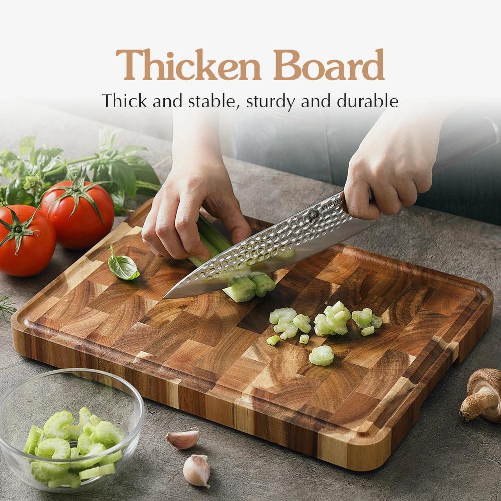 XINZUO Planche à découper en bois d'acacia, couper JxFruit Viande Cuisine de qualité décennie s à dé