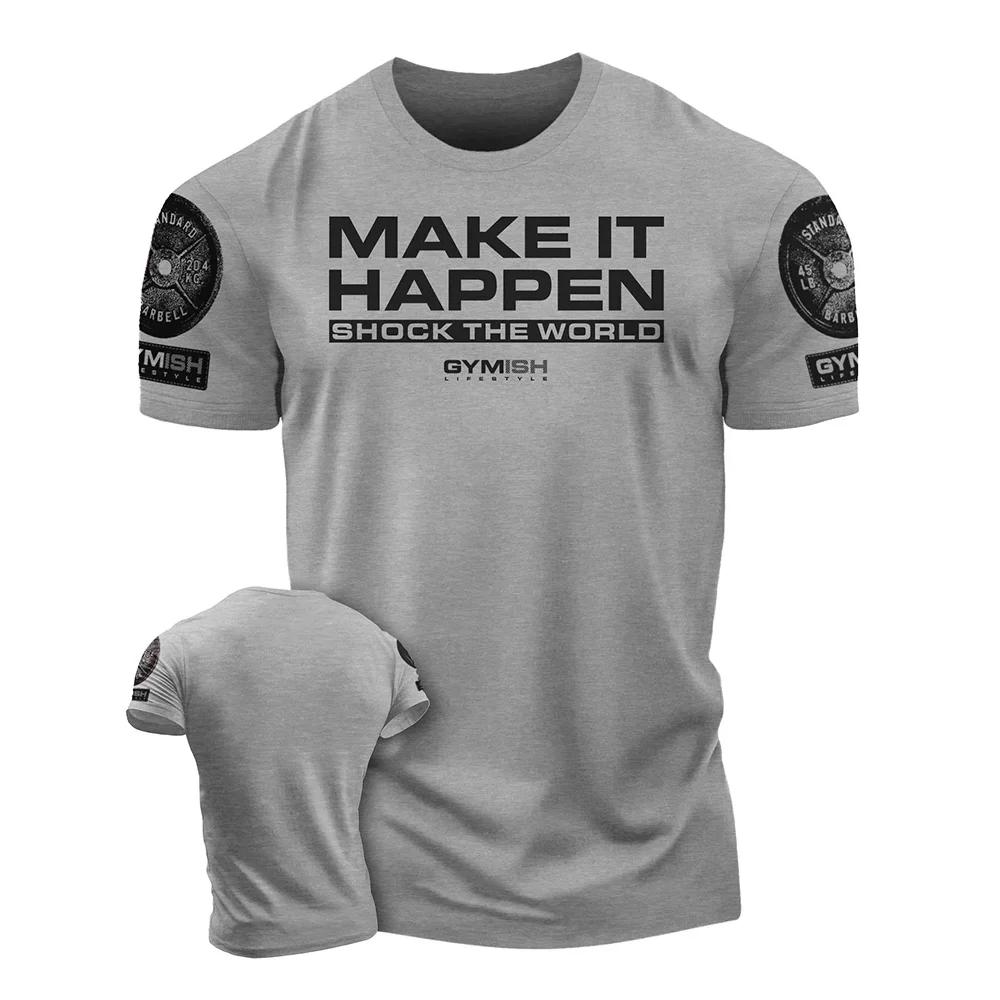 T-shirt d'entraînement imprimé en 3D pour hommes, T-shirt à manches courtes de gymnastique amusant,