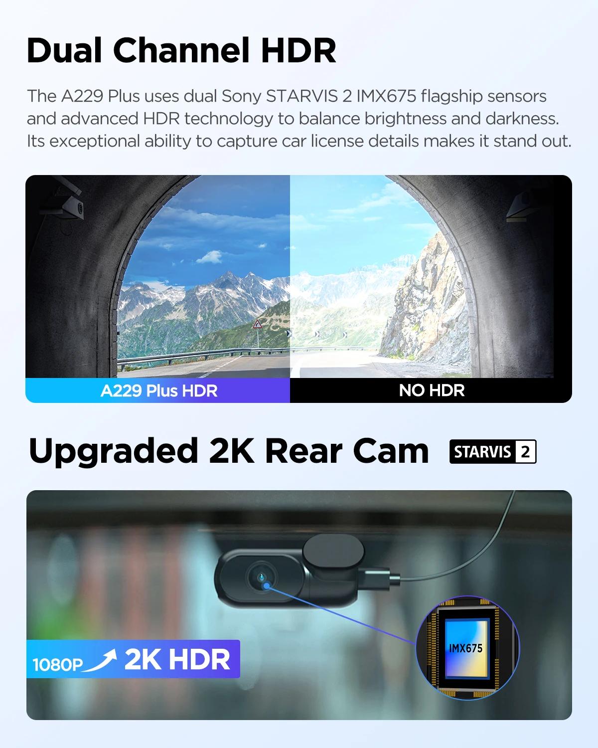VIOFO A229 PLUS voiture Dvr 2K HDR enregistreur vidéo 5GHZ WI-FI GPS commande vocale caméra de table