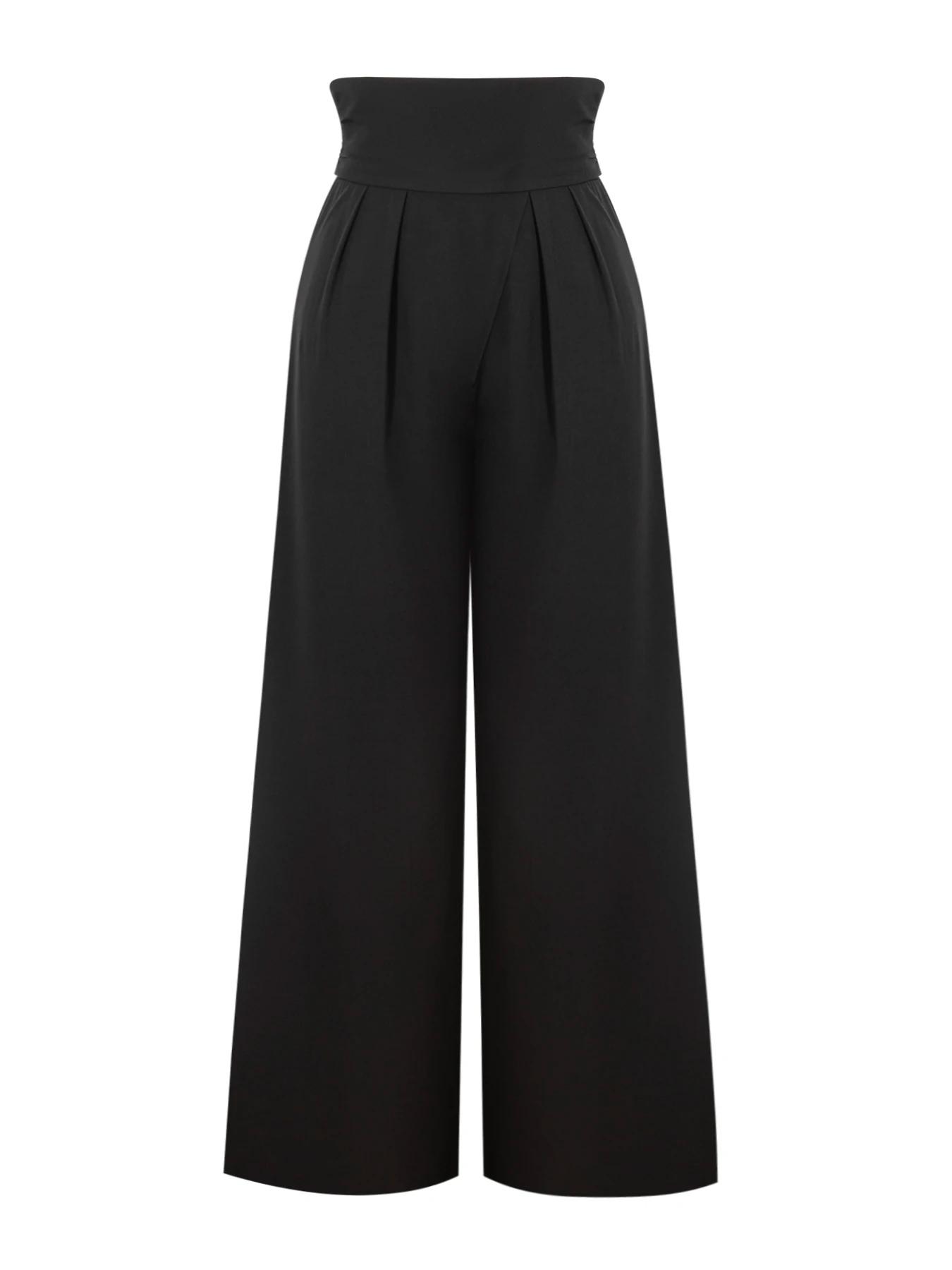 Nouveau pantalon noir pour femme, printemps-été, décontracté, taille haute, coupe large, style taill