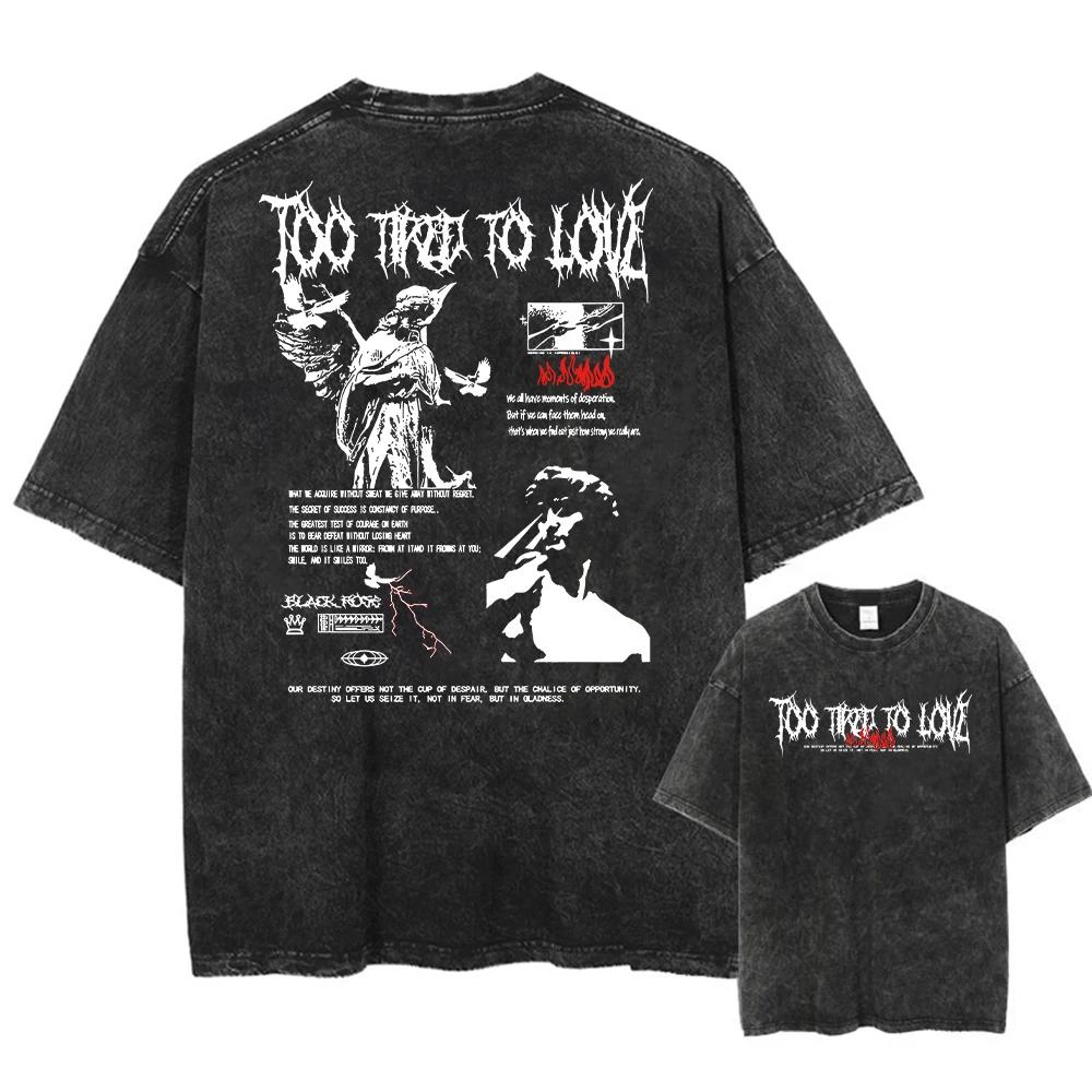 Y2k T-shirt délavé à l'acide femmes Vintage coton T-shirts Harajuku gothique Streetwear doux T-shirt