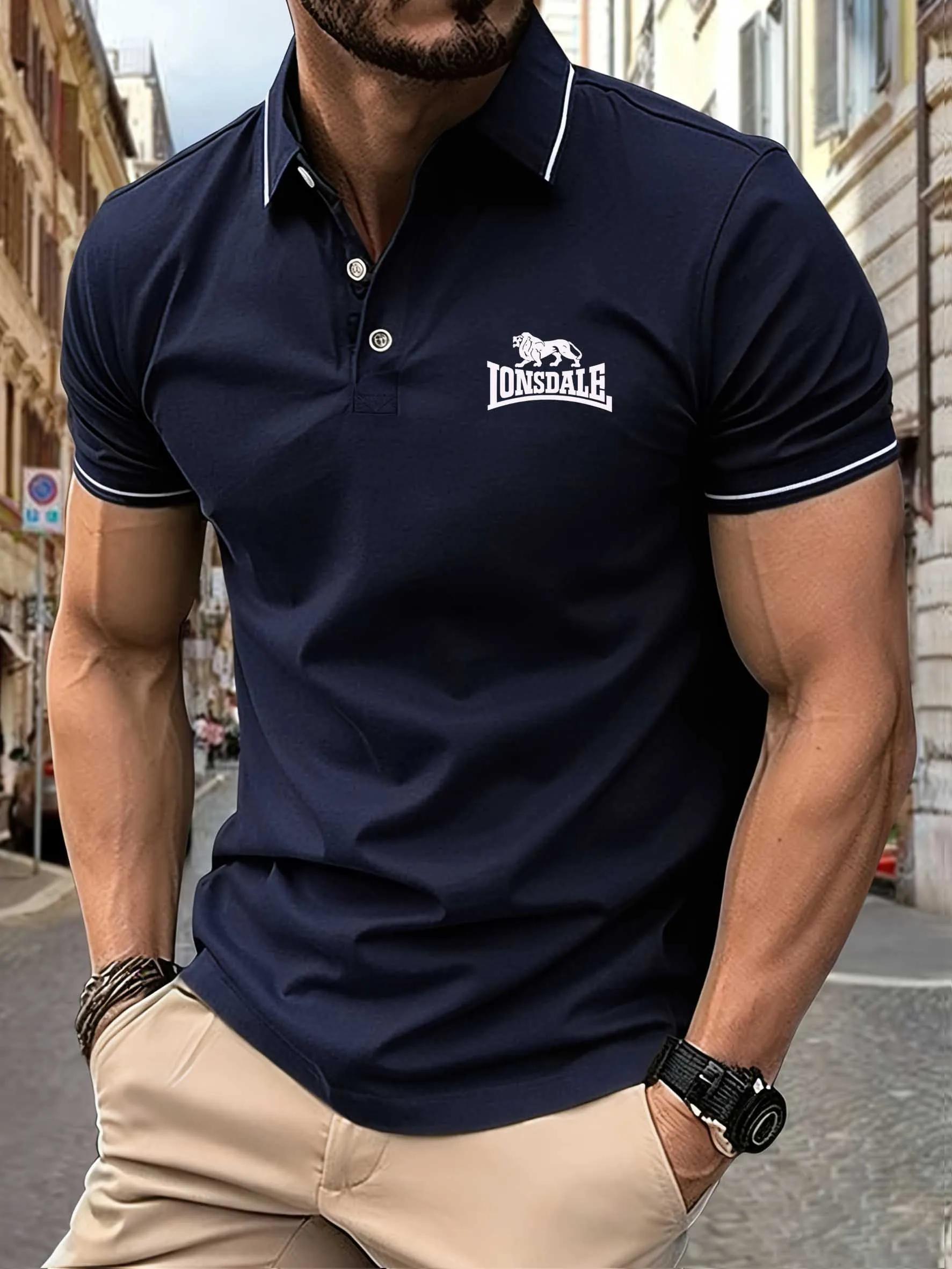 Nouveau polo à manches courtes pour hommes de haute qualité avec imprimé lion - T-shirt d'été à la m
