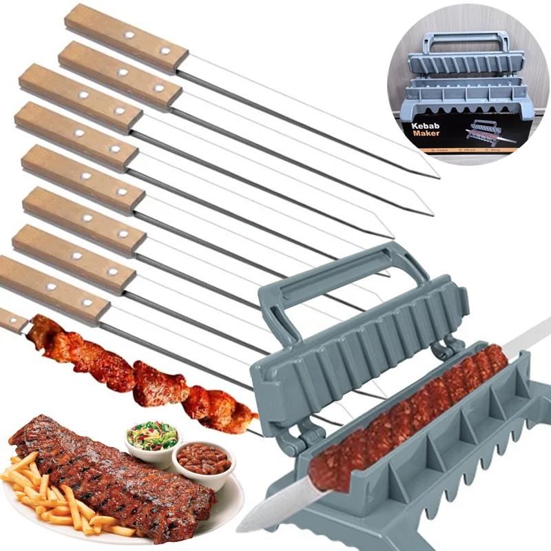 Brochettes de Kebab plates en acier inoxydable, 2.3cm, pour Barbecue, rangée de brochettes, fabrican