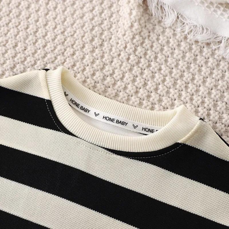 Ensembles d'été pour enfants, T-shirt rayé à manches courtes + Short pour garçons et filles, survête