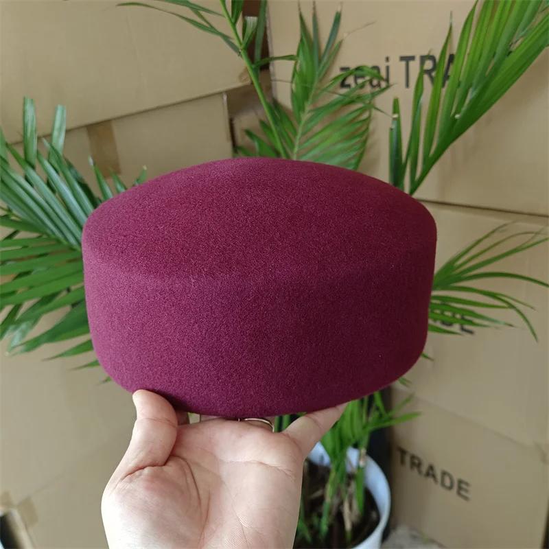 Chapeaux vintage à calotte plate pour femmes, 100% feutre de laine, bérets, chapeaux de mariage, fas