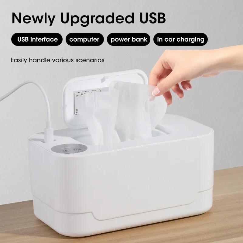 Chauffe-lingettes bébé avec affichage LED - Distributeur portable USB pour maison et voiture