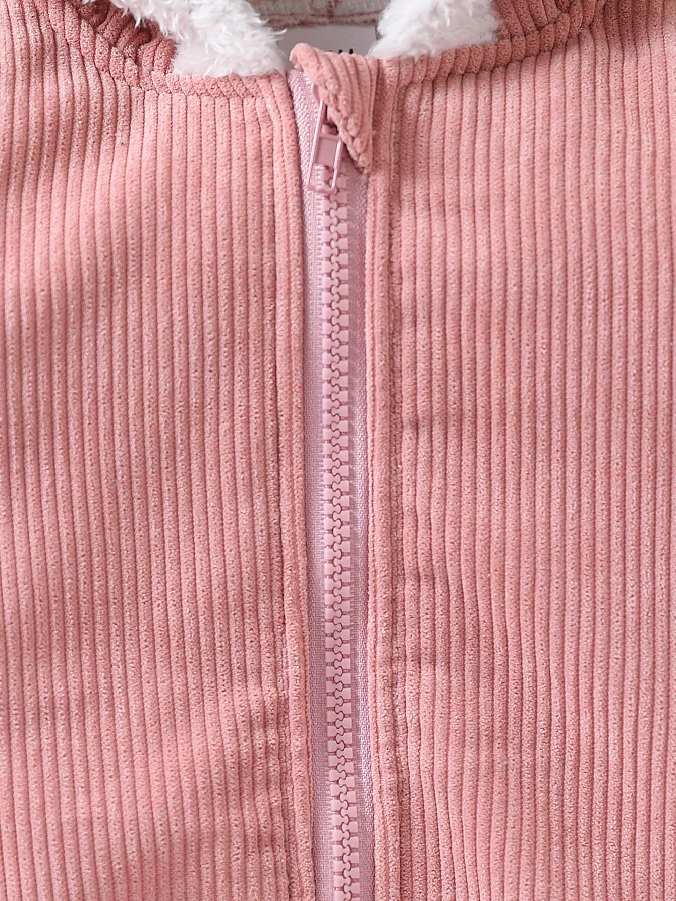 Veste bébé fille velours côtelé douce à capuche - Vêtement chaud automne hiver pour nouveau-né