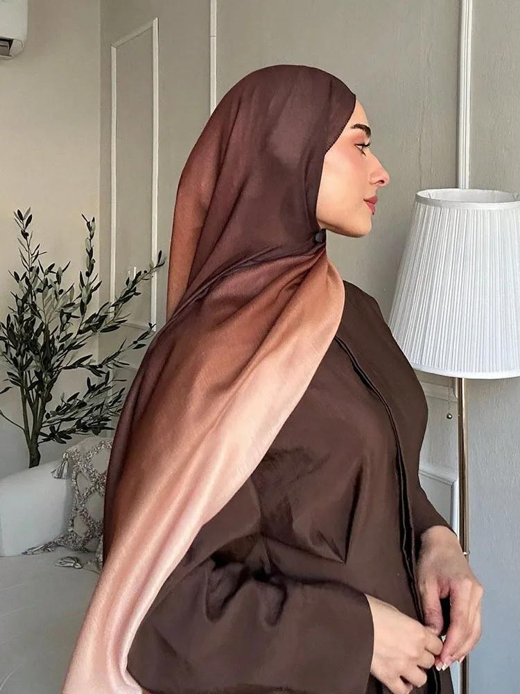 Hijabs musulmans pour femmes Ramadan, écharpes unies dégradées, châles de luxe, hijab aquarelle Eid,
