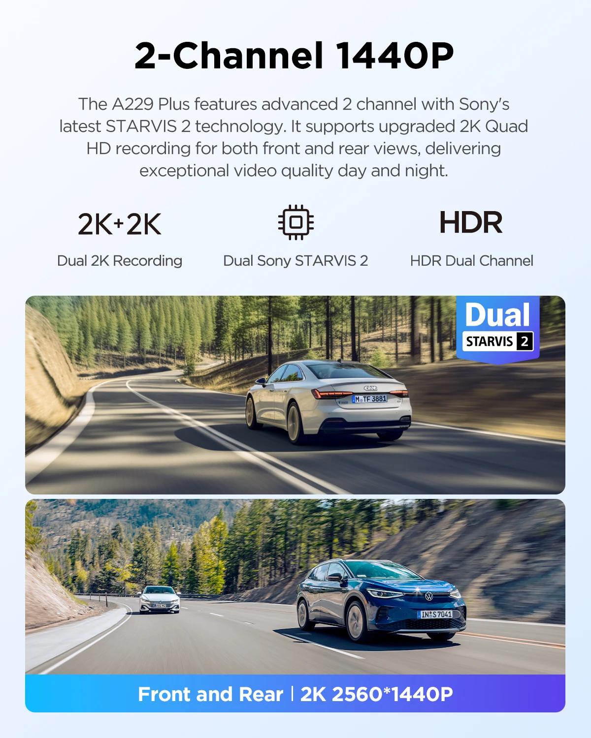 VIOFO A229 PLUS voiture Dvr 2K HDR enregistreur vidéo 5GHZ WI-FI GPS commande vocale caméra de table