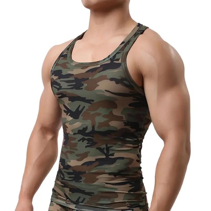 Débardeur à séchage rapide pour hommes, maillot de corps sans manches, Fitness, Camouflage, Singlet,