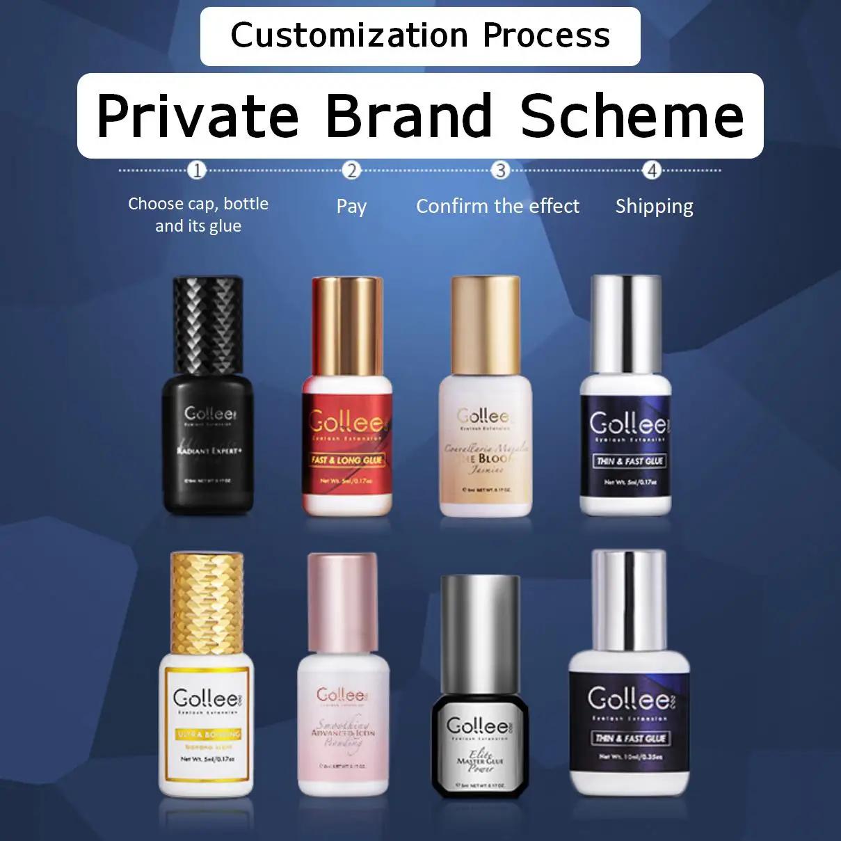 Emballage de marque privée, colle adhésive transparente sensible pour cils, doublure de colle pour c