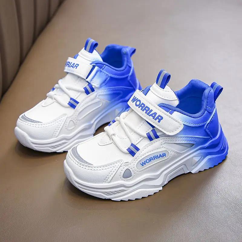 Chaussures de sport pour enfants, baskets de course en cuir dégradé, durables, semelle souple, Style