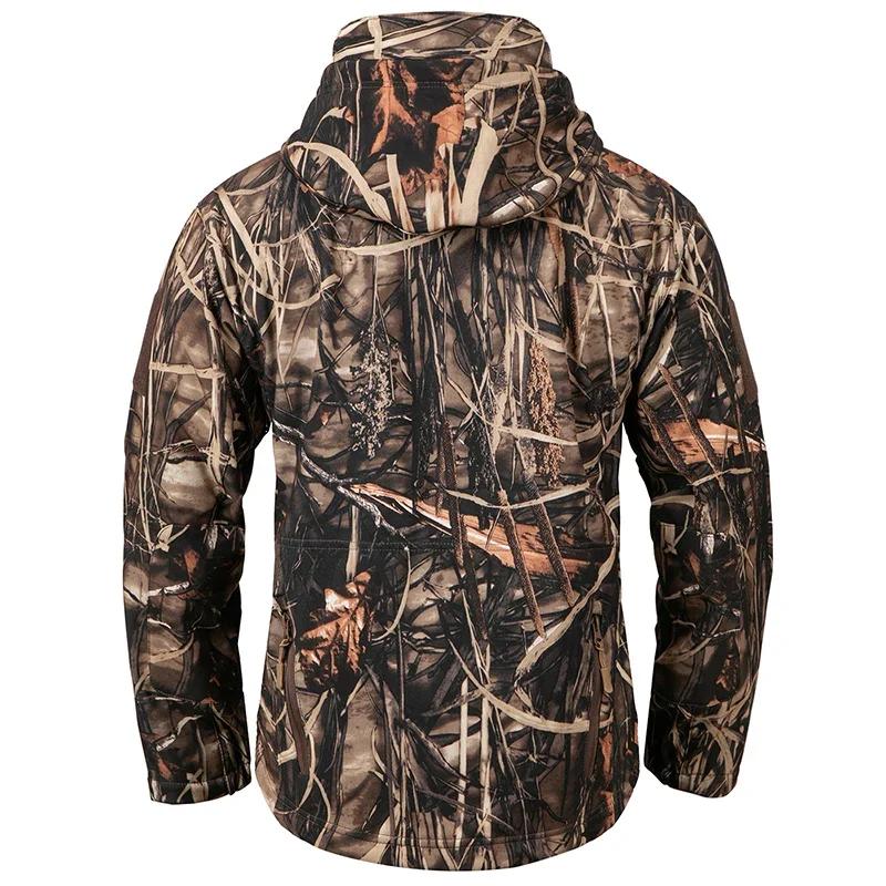 Veste de chasse de Camouflage silencieuse pour hommes, vestes tactiques polaires imperméables, coque