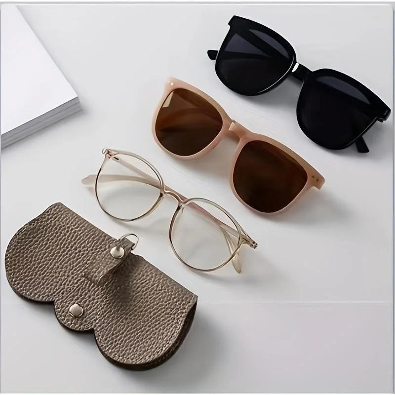 Housse de lunettes en relief Litchi, jolie pochette suspendue en cuir PU pour lunettes de soleil, sa