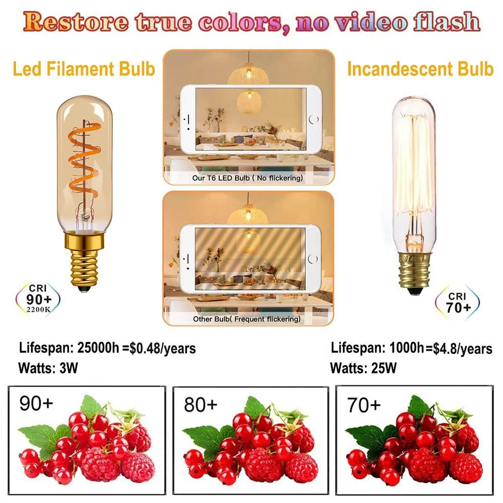 Ampoule de nuit tubulaire rétro E14 E12 220V 110V, variable 3W 2200K, Filament souple, lampe de Tabl