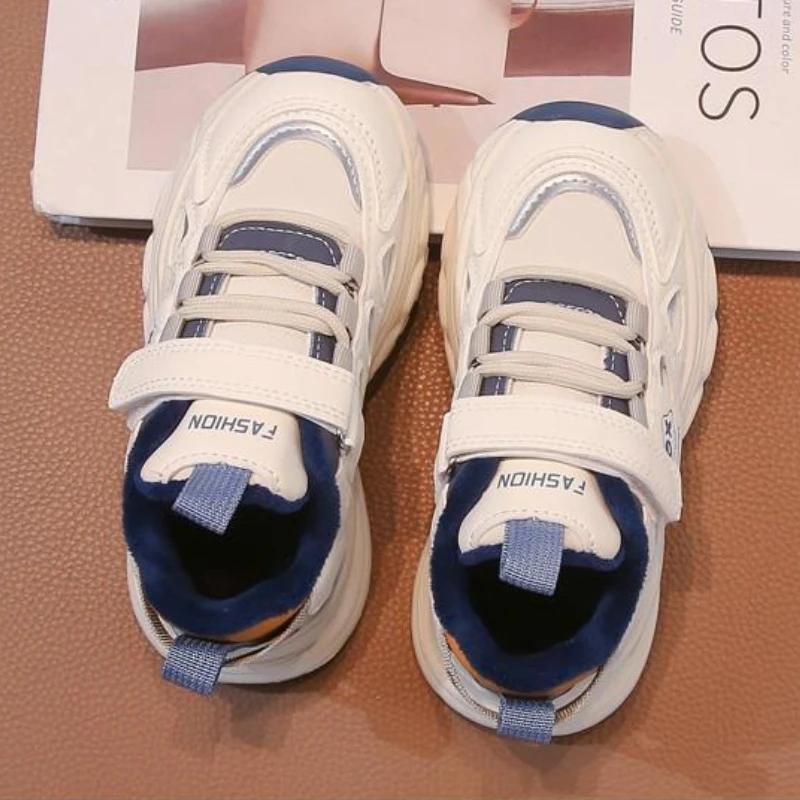 Baskets d'hiver pour enfants, chaussures de sport chaudes doublées de polaire, antidérapantes, semel