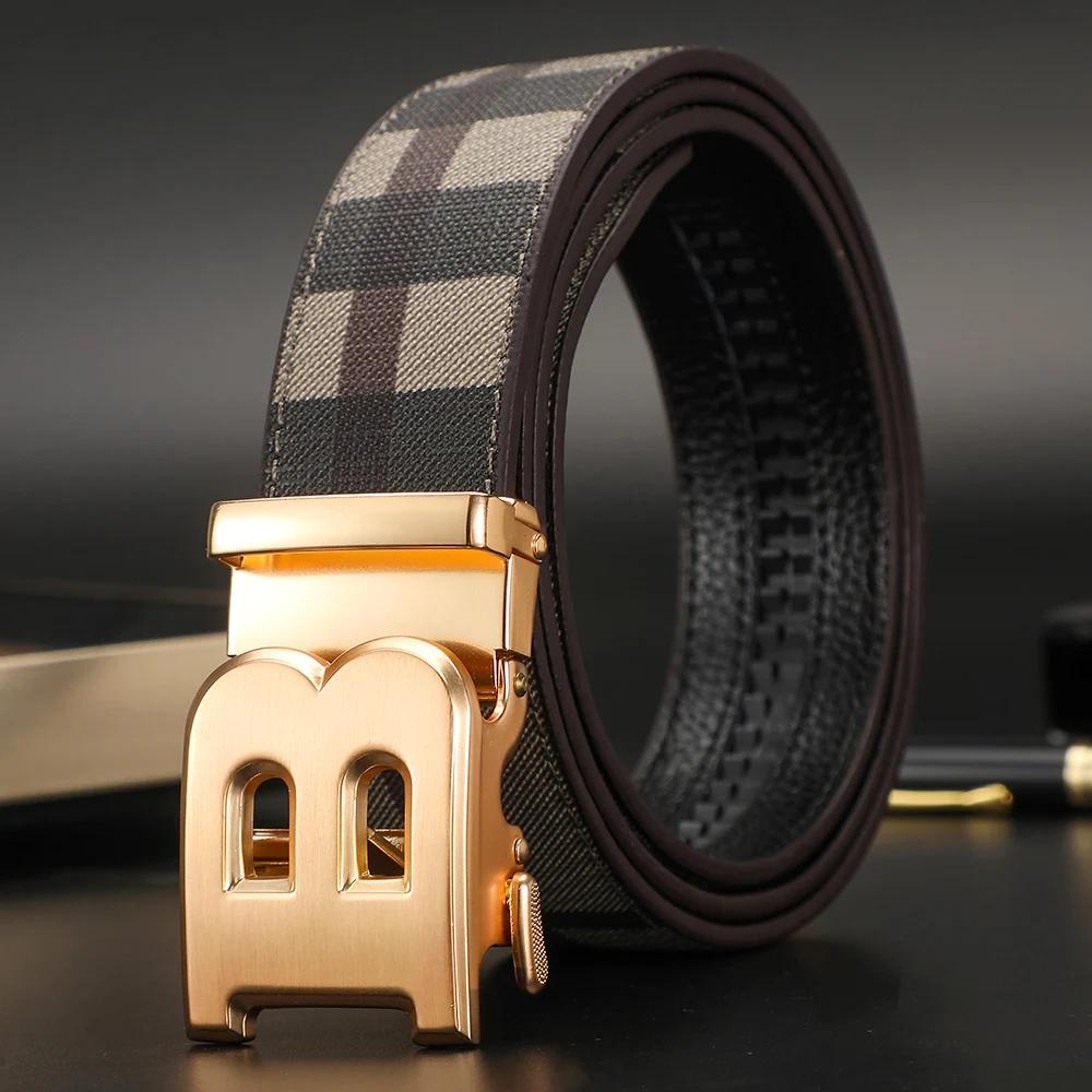 Haute qualité large 3.4 cm hommes ceinture en cuir véritable toile luxe sangle hommes ceintures pour