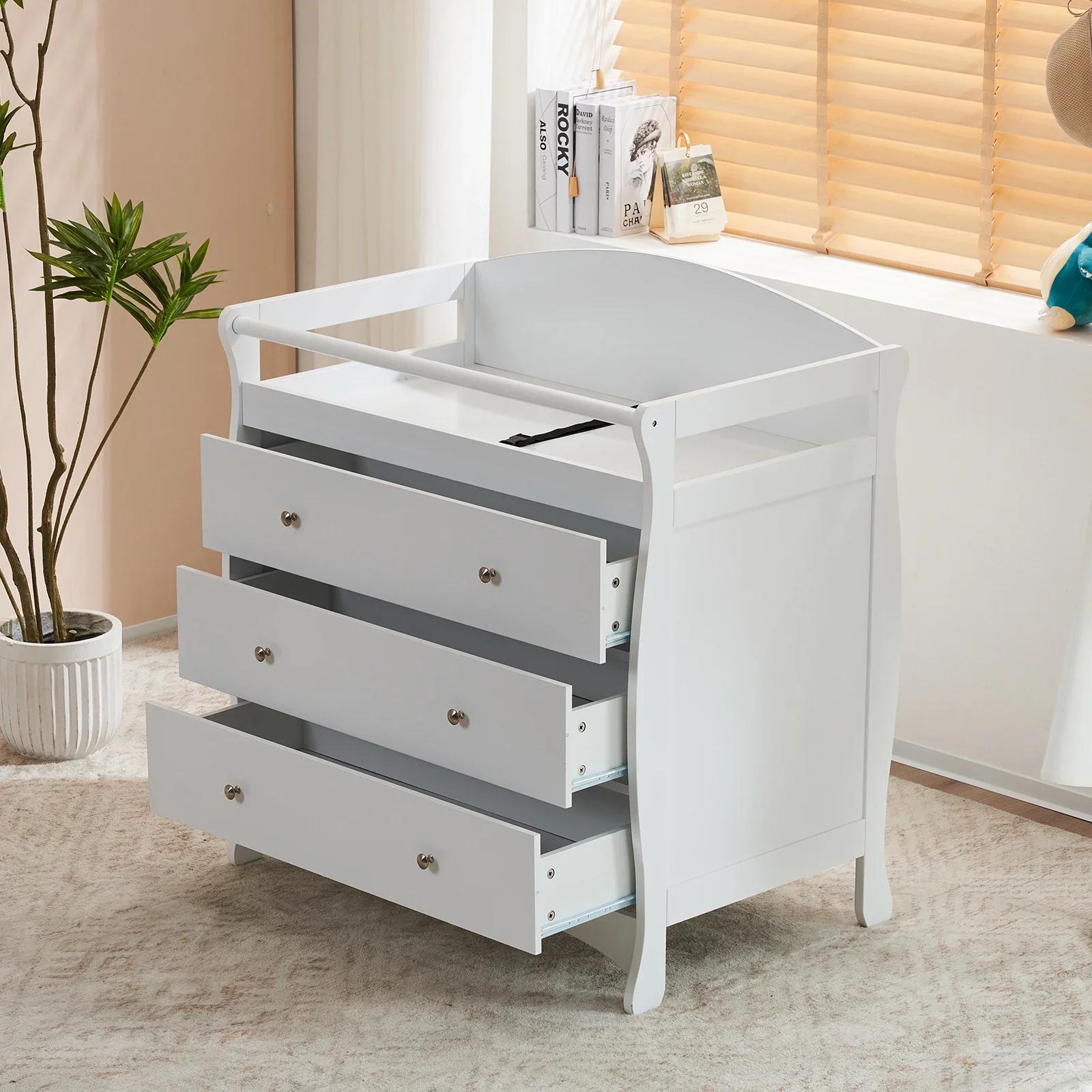 Avalon Commode double à 6 tiroirs (blanc) – Commode pour chambre d'enfant, organisateur de commode p