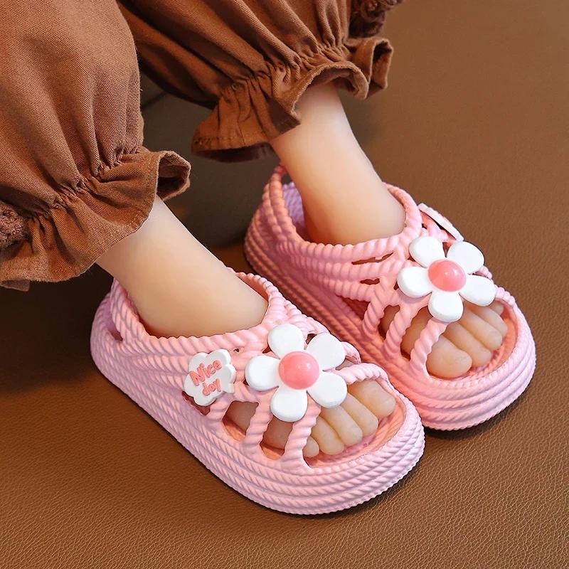 Pantoufles d'été pour enfants, pour filles et garçons, salle de bain, maison, chaussures de plage an