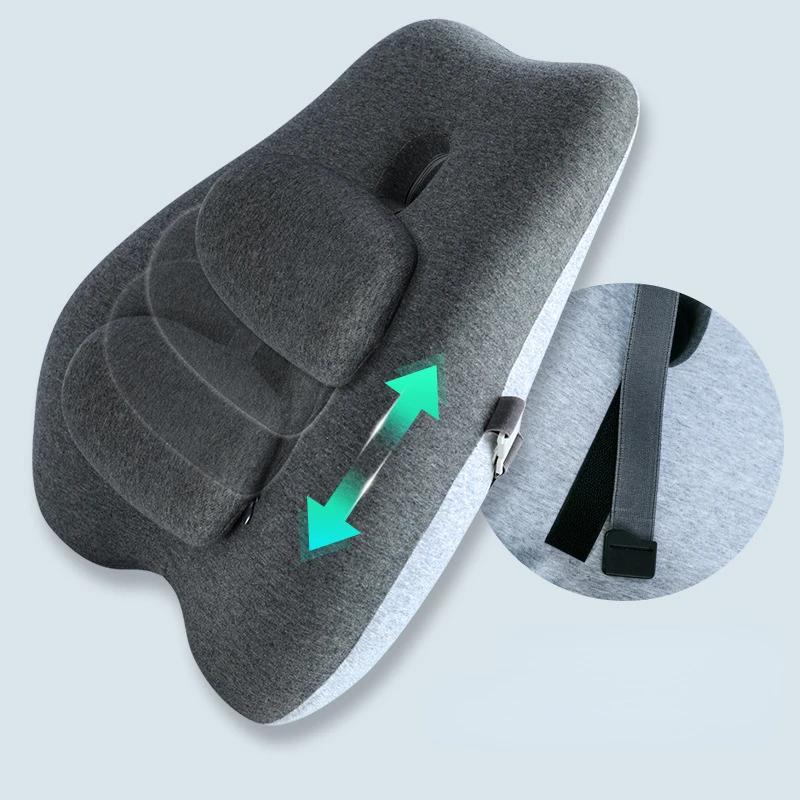 Oreiller de taille en coton à mémoire de forme pour dossier de siège de bureau, peut être ajusté pou