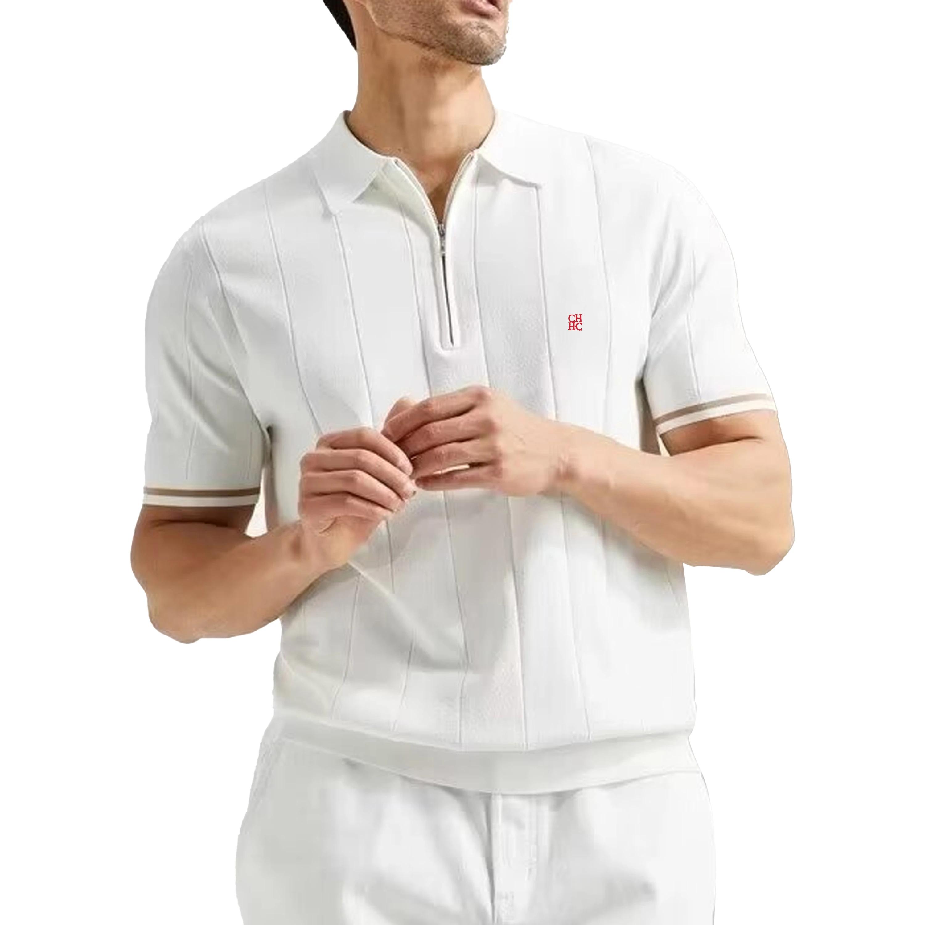 CHCH 2024 nouveau Polo d'été en tricot côtelé pour hommes respirant et frais marque qualité hommes p