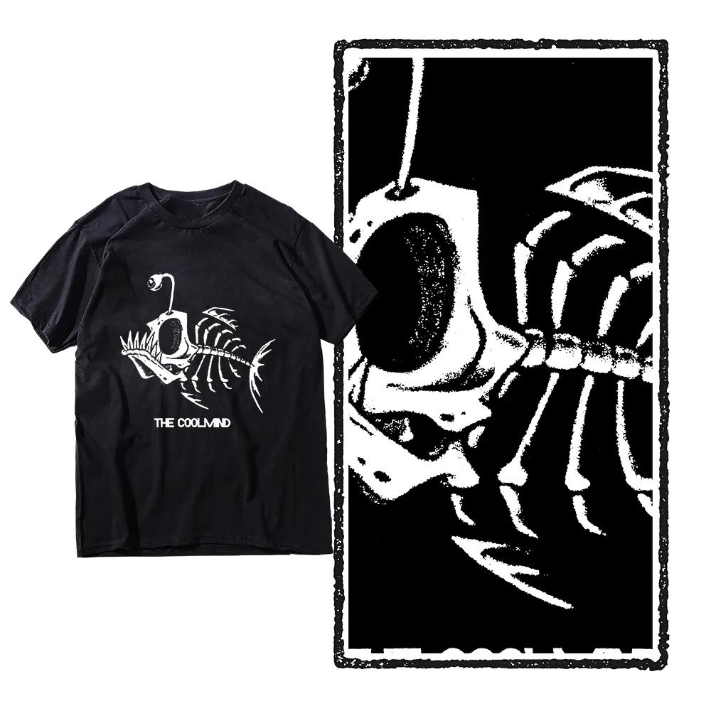 Bonefish crâne poisson de mer profonde squelette drôle pêcheur hommes T-Shirt coton col rond manches