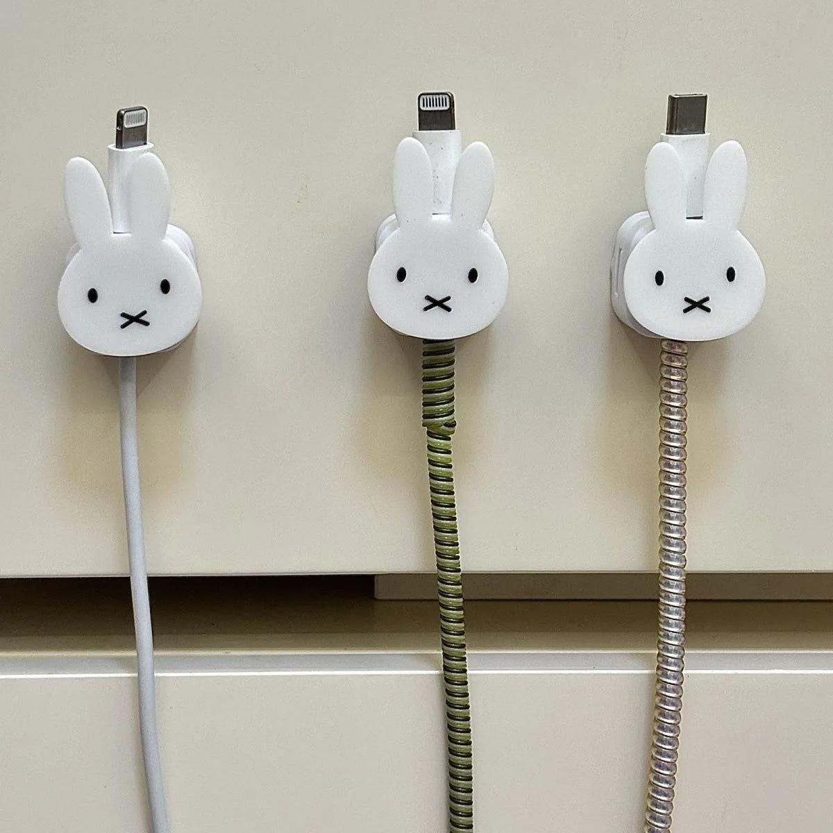 Organisateur de câbles de données magnétiques lapin Miffy mignon, fixateur de chargement de téléphon