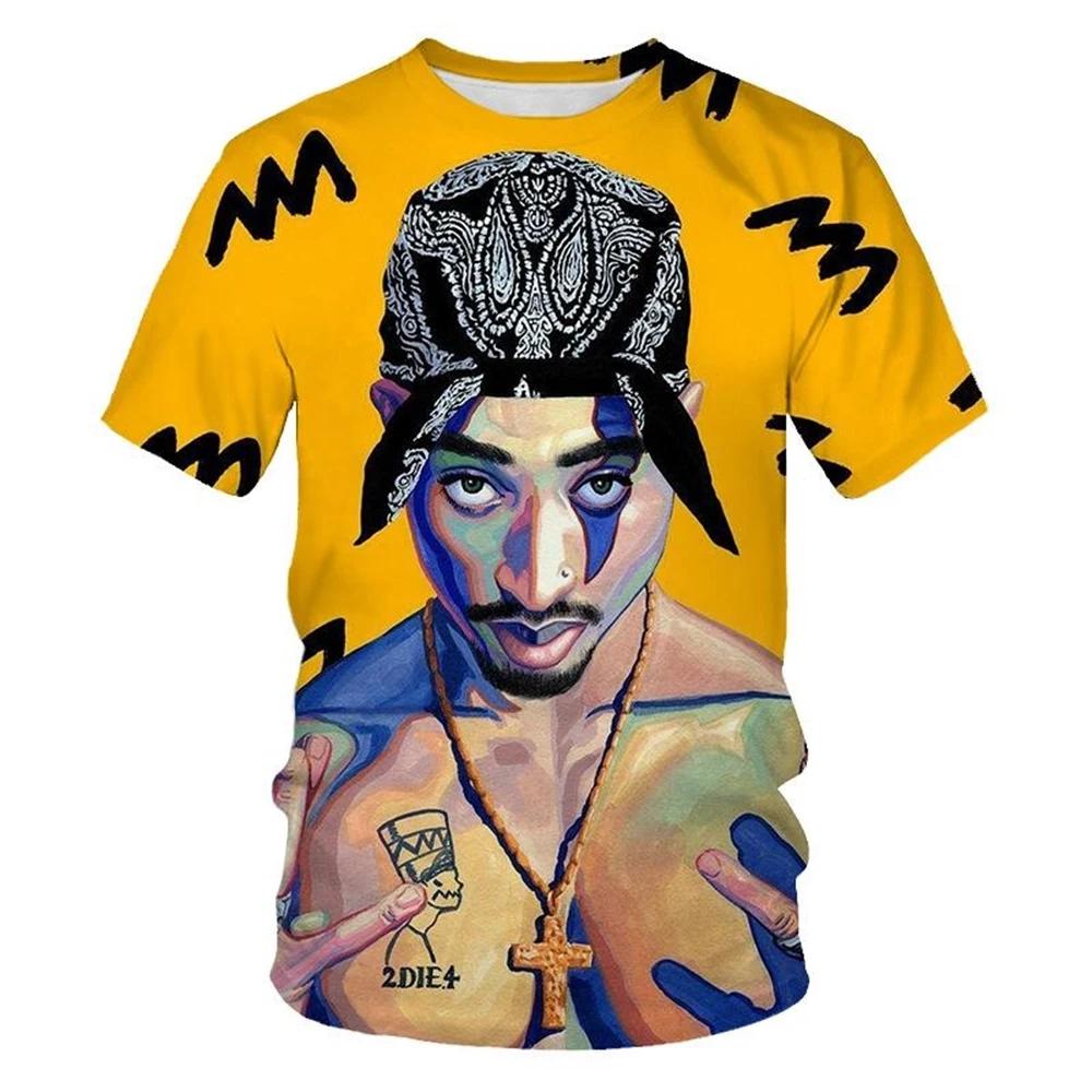 T-shirt de personnalité imprimé en 3D, mode estivale, hip-hop, cool, tendance, street rock