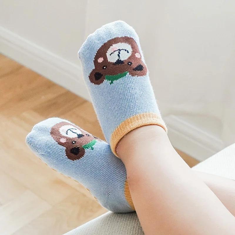 6 paires chaussettes coton enfants motif animal dessin animé - Antidérapantes confortables bébé
