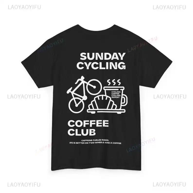 Dimanche cyclisme café Club graphique t-shirts unisexe femme homme été vélo haute qualité coton T-sh