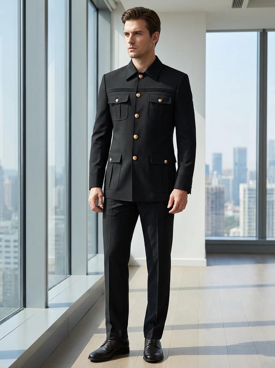 ST Cassy – costume élégant pour hommes, haute qualité, coupe classique, multi-boucles, multi-poches,