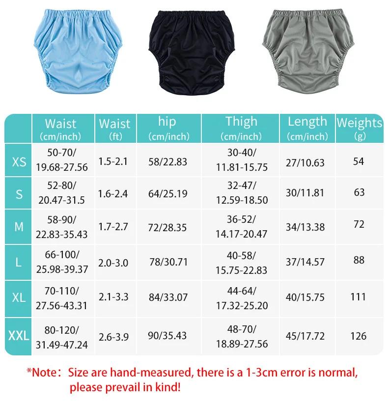 1pc couleur unie imperméable iaper pour adultes lavable réutilisable couche-culotte pantalon anti-fu