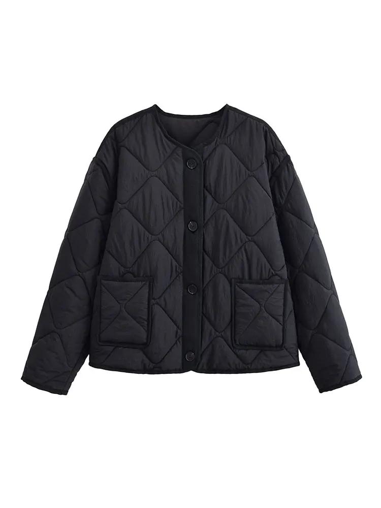 Nlzgmsj automne hiver femmes solide simple boutonnage col rond veste mode à manches longues manteau