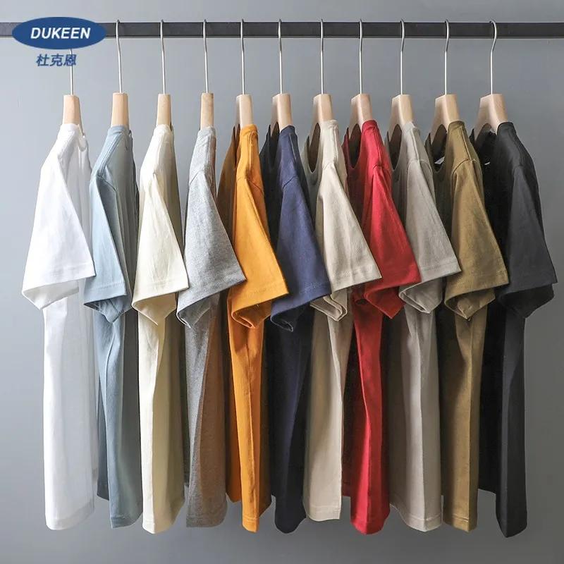 Dudiets-T-Shirt à Manches Courtes en Coton pour Homme, Vêtement Décontracté, Couleur Unie, 280gsm, 1