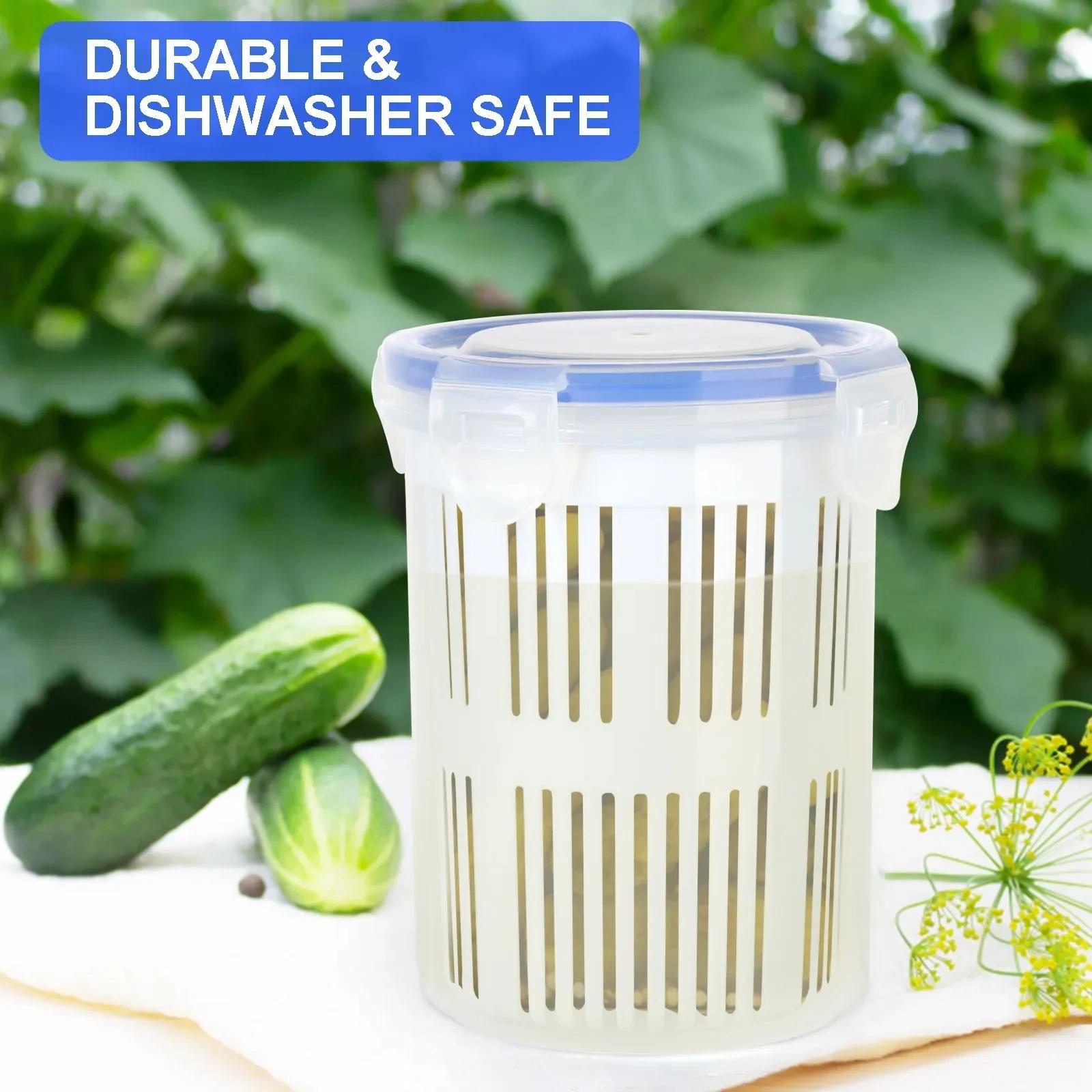 Pot de cornichons avec filtre, récipient de stockage des aliments, support de cornichons, seau de co