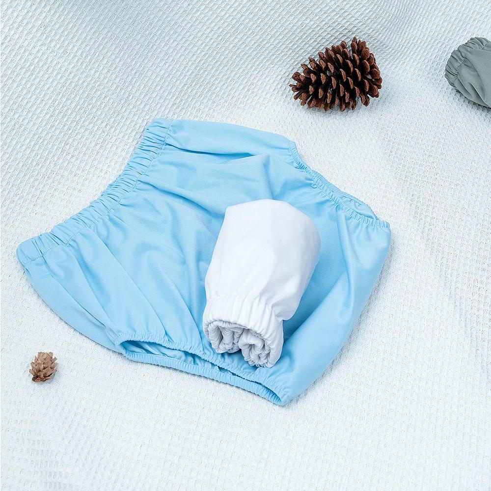 1pc couleur unie imperméable iaper pour adultes lavable réutilisable couche-culotte pantalon anti-fu