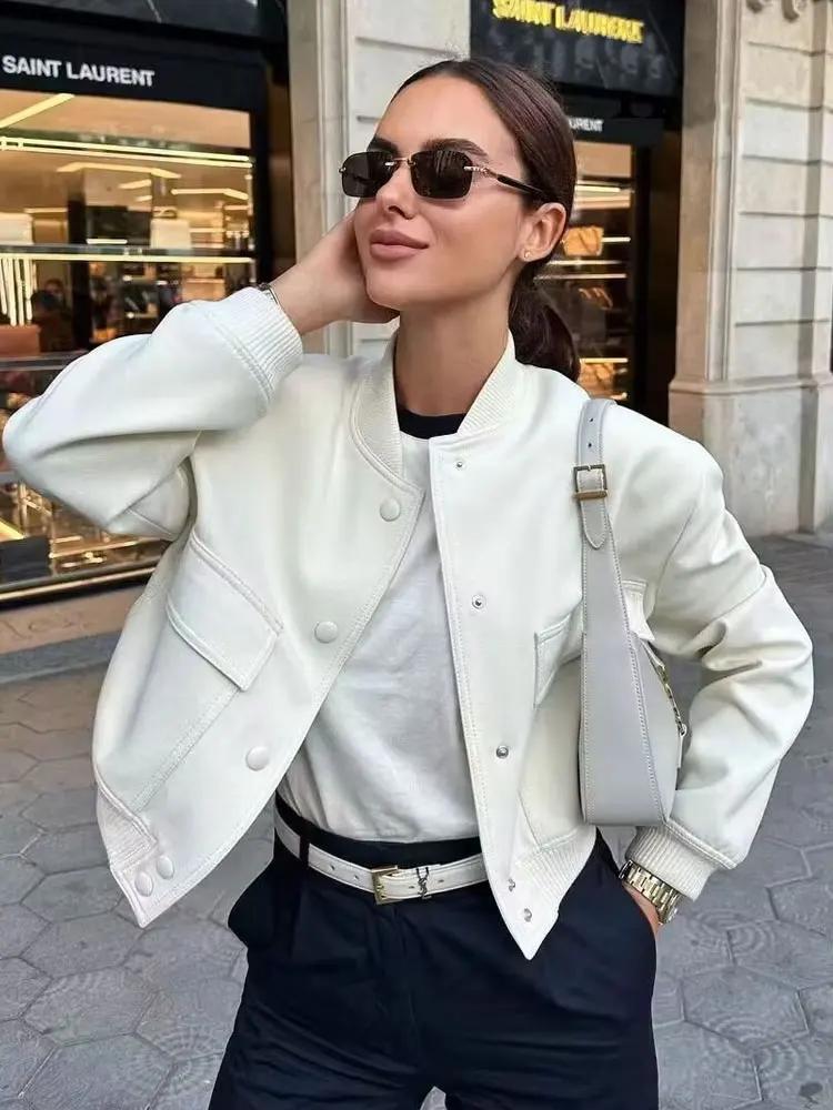 Femmes mode avec poches Bomber veste manteaux Vintage à manches longues bouton avant décontracté vêt